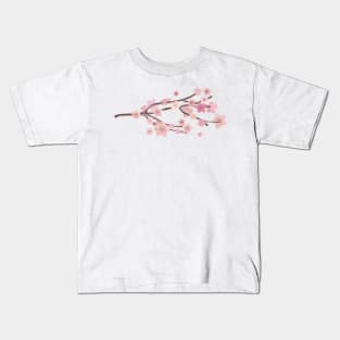 Pink Cherry Blossom Branch Kids T-Shirt